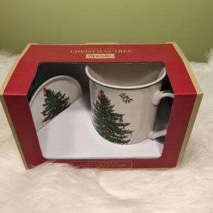 Spode Christmas Tree Mug & Coaster Set in Box